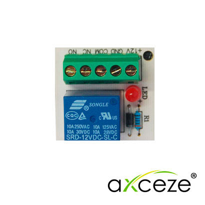 MODULO RELEVADOR MULTIPROPOSITO AXCEZE   AX-RELAY5 ALIMENTACION A 12V-40MA EN SUS CONTACTOS SOPORTA HASTA 125VCA-10A