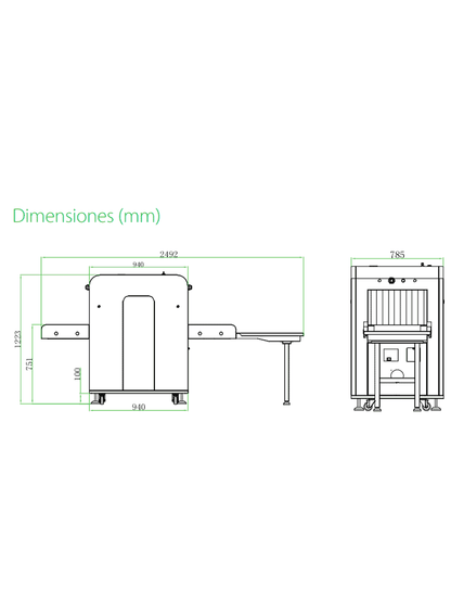 ZKTECO ZKX5030C - Máquina de  Rayos X para equipaje / Energía Doble / Túnel de  50 x 30 cm / Capacitación en Sitio Incluida