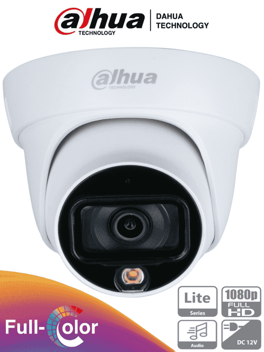 DAHUA HAC-HDW1239TLN-A-LED-0280B - Camara Domo de 2 Megapixeles/ Full Color/ Lente de 2.8 mm/ 106 Grados de Apertura/ Microfono Integrado/ Leds  para 20 Mts/ IP67/ Starlight/ #FullColor