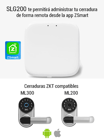 ZKTECO SLG200 - Módulo GATEWAY para cerraduras ML200 y ML300 / Permite apertura remota y control por voz con Alexa y Asistente de Google / App ZSmart