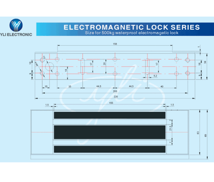 YLI YM500NWPACK - Paquete de Cerradura Magnética para exterior YM500NW y Soporte de Fijación tipo ZL / Fuerza de Sujeción 500kg (1200LB) / Para puertas de madera  vidrio y metálicas / IP68