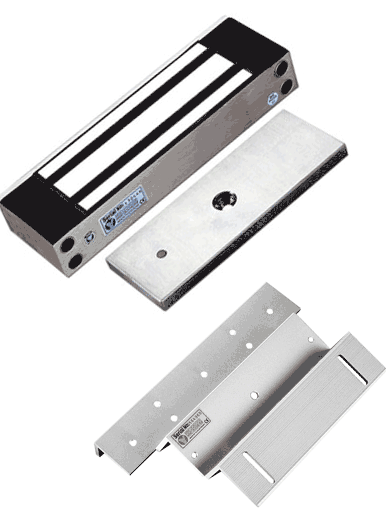 YLI YM500NWPACK - Paquete de Cerradura Magnética para exterior YM500NW y Soporte de Fijación tipo ZL / Fuerza de Sujeción 500kg (1200LB) / Para puertas de madera  vidrio y metálicas / IP68