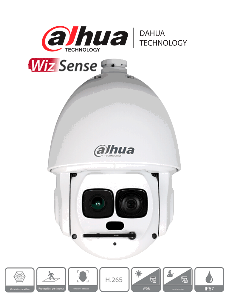 DAHUA DH-SD6AL245XAN-HNR - Camara IP PTZ Laser de 2 Megapixeles/ 45x Zoom Optico/ Iluminación Laser de 550 Mts/ Auto tracking/  Protección Perimetral/ Detección de rostro/ IP67