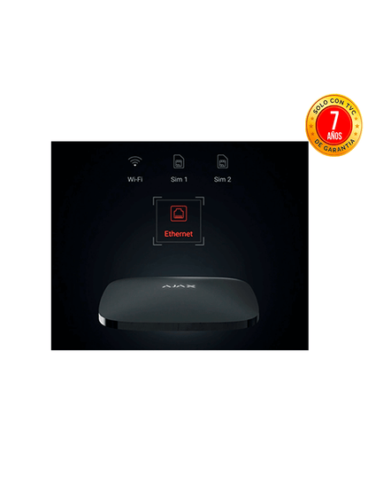 AJAX Hub2PlusB - Panel de alarma conexión Ethernet / WiFi / LTE color Negro / APP “AJAX PRO” iOS y Android / hasta 200 dispositivos / Hasta 100 cámaras / Hasta 200 Usuarios / 2 SIM / Hasta 14h de duración de la batería (28280.40.BL3)