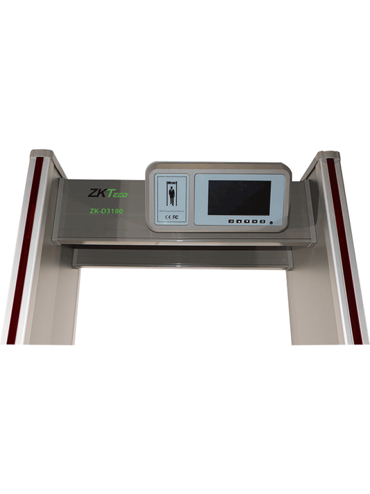ZKTECO D3180 - Arco Detector de Metales / 18 Zonas de detección / Pantalla LCD 7"/ 500 Niveles de Sensibilidad por Zona / Conteo de Alarmas y Personas / Password de Protección / Indicadores LED / Material a Prueba de Fuego