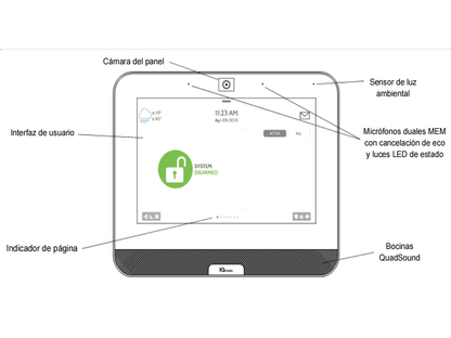 QOLSYS IQP4004 - Sistema de Alarma IQPanel4 Autocontenido   con Pantalla Tactil de 7"  Power G 915 Mhz + Qolsys S-Line 319.5 Mhz. Con 4 Bocinas integradas (4W). Para la plataforma Alarm.com