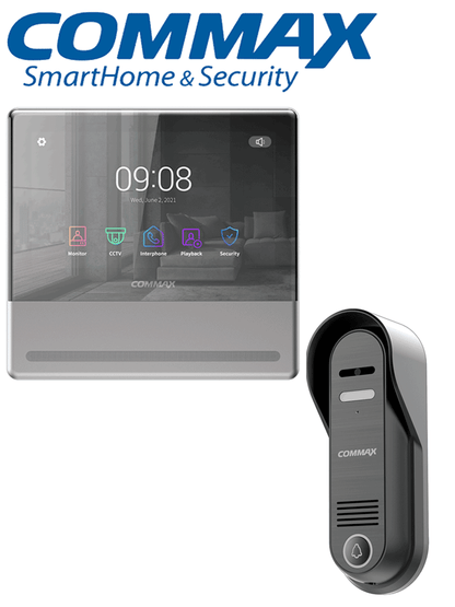 COMMAX CMV70MXP1 - Paquete de frente de calle con camara pinhole de alta resolución  luz LED para ambientes de poca luz incluye monitor Wifi para notificacion a celular a traves de Aplicacion Commax Hey Call/ Conexion a 4 hilos con frente