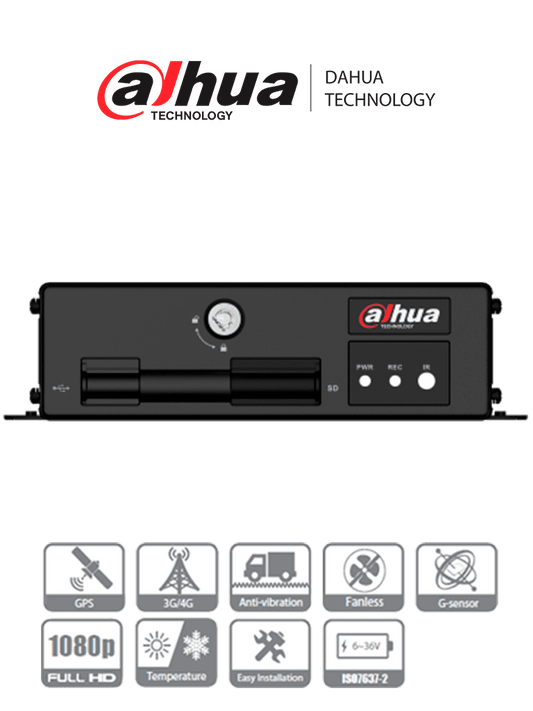 DAHUA DHI-MXVR1004-GCI  - DVR Movil de 4 Canales con Inteligencia Artificial 1080p/ H.265/ Soporta 2 Tarjetas SD/ Soporta DSM/ADAS/BSD/  1 Salida de Video/ Audio 2 Vias/ 6 Entradas de Alarma/ 1 Salida/ #LoNuevo