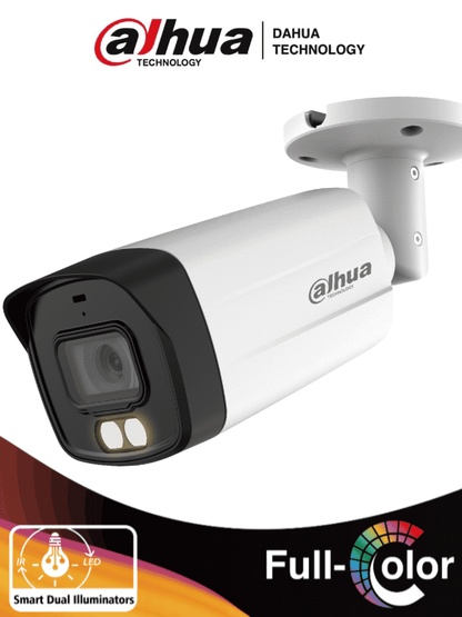 DAHUA HAC-HFW1509TMN-IL-A - Cámara Bullet de 5 MP con Iluminador Dual Inteligente y Full Color. Equipado con lente de 2.8 mm y un ángulo de visión de 111° y con micrófono integrado. Ofrece iluminación visible hasta 40 mts  WDR de 130 dB