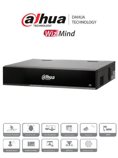 DAHUA DHI-NVR5432-EI - NVR de 32 canales IP 4K con tecnología Acupick  WizSense  y Smart H.265+. Rendimiento de 384 Mbps  4 bahías para discos duros. IA avanzada. E incluye E/S de alarma y audio