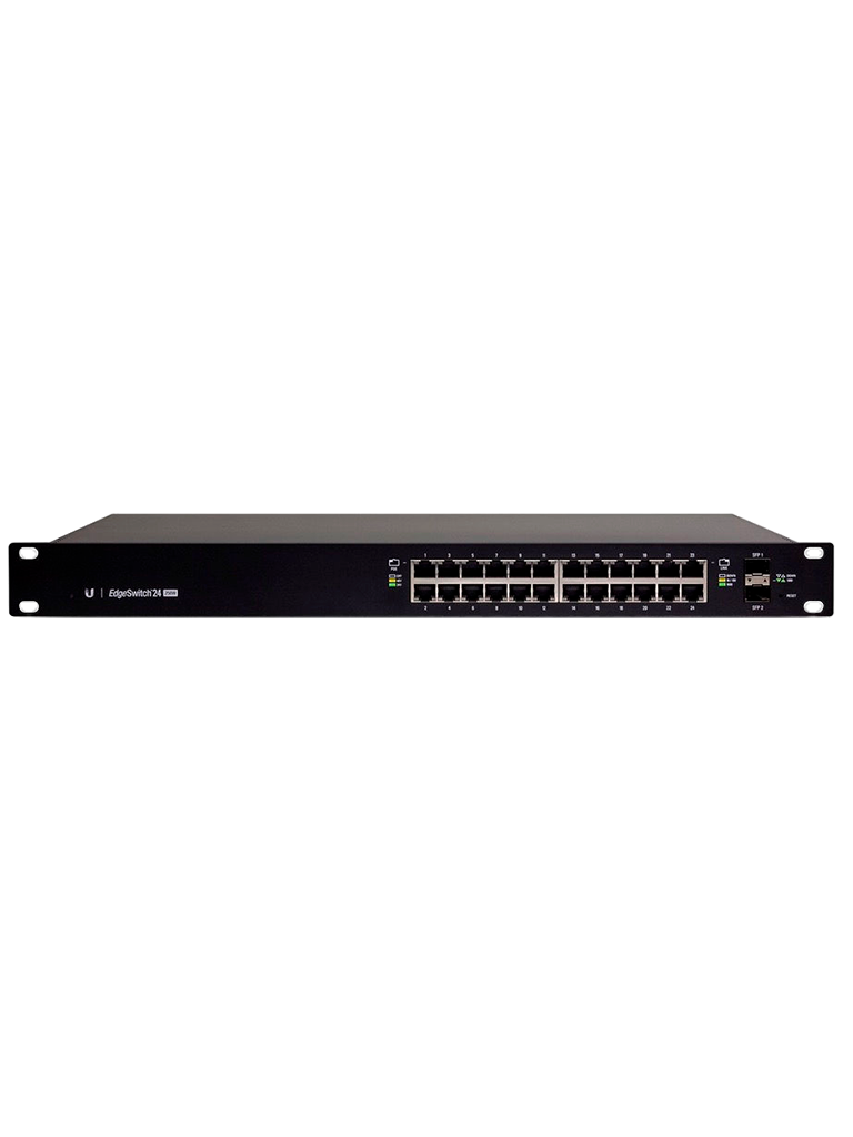 UBIQUITI ES-24-250W - Edge Switch Gigabit PoE 250W de capa 2 administrable con 24 puertos Gigabit y 2 puertos SFP. Capacidad de conmutación de 52 Gbps.
