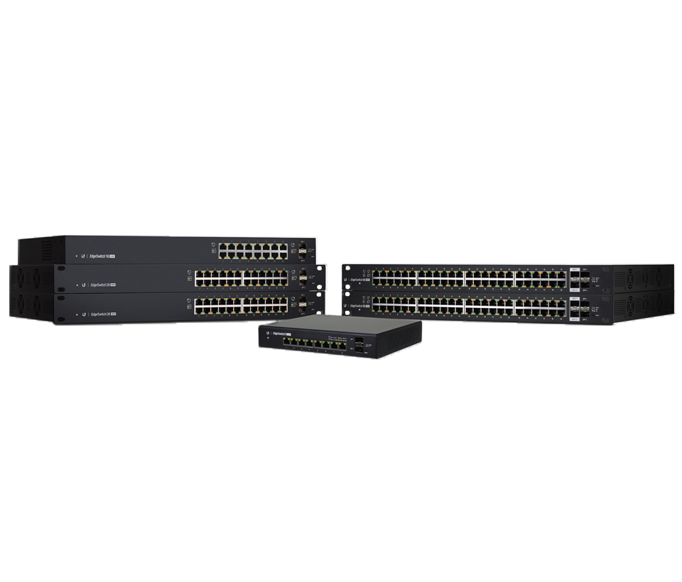 UBIQUITI ES-24-250W - Edge Switch Gigabit PoE 250W de capa 2 administrable con 24 puertos Gigabit y 2 puertos SFP. Capacidad de conmutación de 52 Gbps.