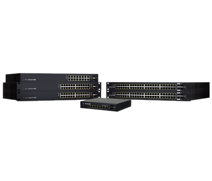 UBIQUITI ES-24-250W - Edge Switch Gigabit PoE 250W de capa 2 administrable con 24 puertos Gigabit y 2 puertos SFP. Capacidad de conmutación de 52 Gbps.