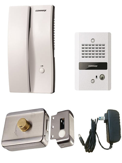 COMMAX PAQDP2SDR2G - Audioportero interfon y frente de calle / 150  Mts / Incluye fuente 12 VDC y contra chapa inteligente