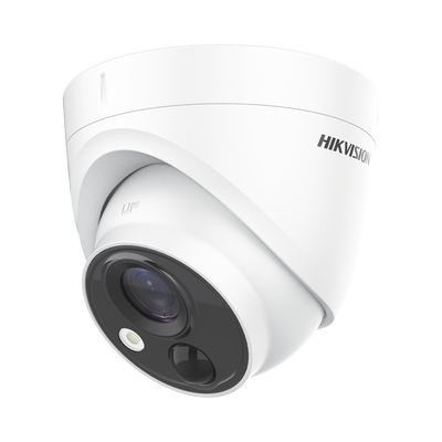 Turret FLASH TURBOHD (LED Blancos Intermitentes) / PIR (EVITA Falsas Alarmas) / 2 Megapixel (1080p) / 20 mts IR EXIR / Lente 2.8 mm / IP67 / Salida de Alarma