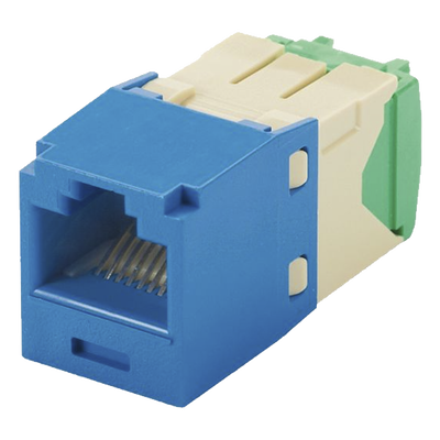 Conector Jack RJ45 Estilo TG  Mini-Com  Categoría 6  de 8 posiciones y 8 cables de Calibre 28/30 AWG  Color Azul