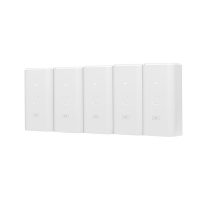 5 Unidades del Adaptador PoE Ubiquiti de 24 VDC  0.5 A con puerto Gigabit  color blanco
