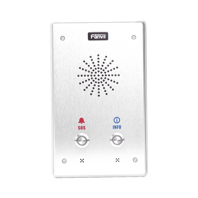 Intercomunicador IP  2 líneas SIP  2 relevadores con 2 botónes para llamada  anti-vandálico  IP65 e IK10  PoE