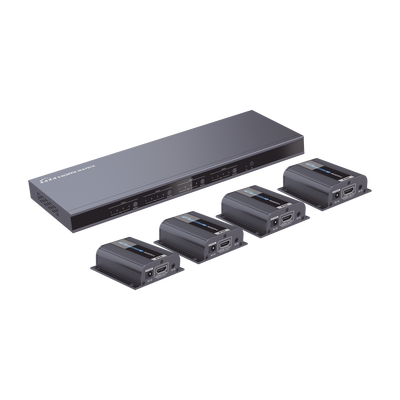MATRICIAL Y EXTENSOR DE VIDEO HDMI 4 x 4 / 4 Entradas HDMI / 4 Salidas HDMI Loop / 4 Salidas RJ45 para Extender la señal 40 metros por salida  /  1080 @ 60Hz / Conmutación por RS232  Control Remoto o Ethernet.