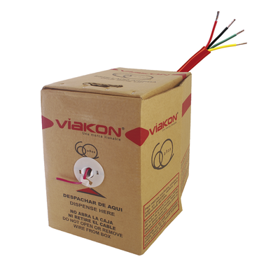 Bobina de alambre de 305 metros 4 x 18 AWG  tipo FPLR de color rojo  para aplicaciones en sistemas de detección de incendio y sistemas de evacuación  hecho en México.