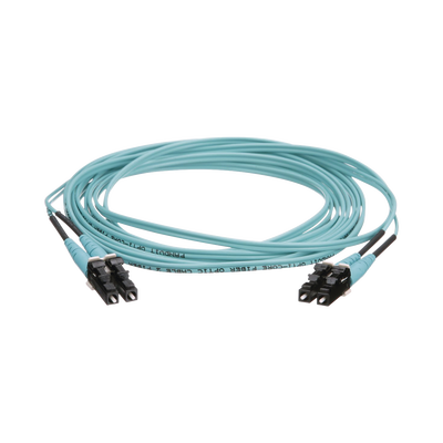 Jumper de Fibra Óptica Multimodo 50/125 OM4  LC-LC Duplex  OFNR (Riser)  Color Aqua  15 Metros