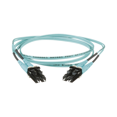 Jumper de Fibra Optica Multimodo 50/125 OM3  LC-LC Duplex  OFNR (Riser)  Color Aqua  0.50 Metros