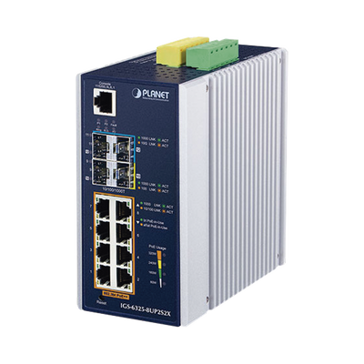 Switch Industrial Administrable Capa 3 con  8 Puertos Gigabit PoE 802.3bt  2 Puertos SFP de 1 G/2.5 G  2 Puertos SFP 10 G