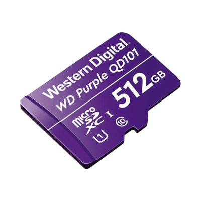 Memoria microSD de 512 GB PURPLE  Especializada Para Videovigilancia  10 VECES MAYOR DURACIÓN  3 AÑOS DE GARANTIA