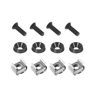 Juego de 4 Tornillos con 4 Arandelas y 4 Tuercas Enjauladas para Rack LINKED PRO.