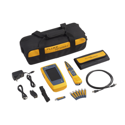 Kit Avanzado de Calificador de Red LinkIQ  Para Verificar Rendimiento de Cableado Hasta 10Gbps Basado en Frecuencia  con Pantalla Multitáctil a Color