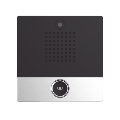 Mini video Intercomunicador para hotelería y hospitales  con diseño elegante  PoE  cámara 1Mpx  1 botón  1 relevador integrado de salida y entrada.