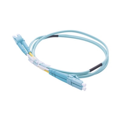 Jumper de Fibra Óptica Multimodo OM3 50/125 LC-LC OFNR (Riser)  2.0 mm  Dúplex  Aqua  1 metro