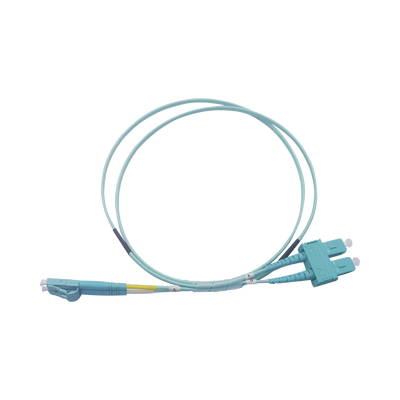Jumper de Fibra Óptica Multimodo OM3 50/125 LC-SC OFNR (Riser)  2.0 mm  Dúplex  Aqua  2 metros