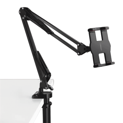 Soporte para Tableta con Brazo tipo Perezoso / Brazo Ajustable y Cabezal de 360° / 3 Perillas de Ajuste / Soporta dispositivos de 4   a 12.9   de hasta 1.5 KG / ABS + Metal de Alta Calidad.