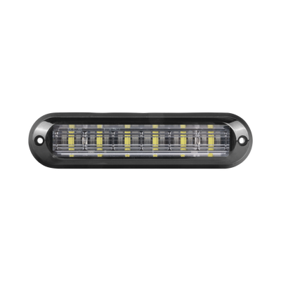 Luz Auxiliar Ultra Brillante  IP67 de 6 LEDs  Color Rojo/Claro  con mica transparente y bisel negro