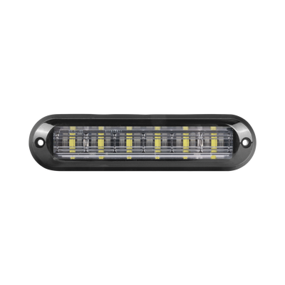 Luz Auxiliar Ultra Brillante  IP67 de 6 LEDs  Color Ambar/Claro  con mica transparente y bisel negro