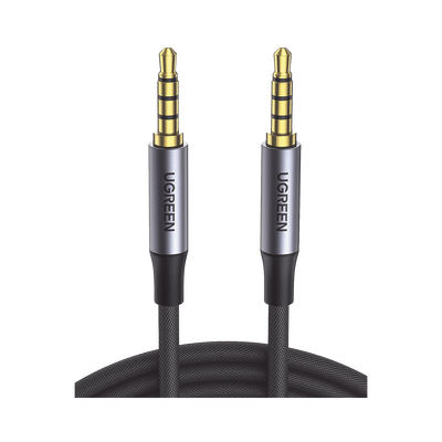 Cable Auxiliar de 3.5mm / Cable Audio Estéreo / Núcleo de Alambre de Cobre Esmaltado / Carcasa de Aluminio Azul + Nylon Trenzado /  Soporta Micrófono / 2 Metros