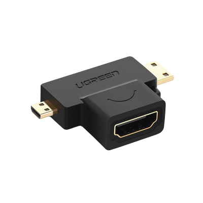 Adaptador Micro + Mini HDMI Macho a HDMI Hembra / Mini HDMI Tipo C a HDMI Tipo A  4K@30HZ / Micro HDMI Tipo D a HDMI Tipo A 1080P@60Hz  / Conector Chapado en Oro / Compacto  Portátil y Fácil de Usar