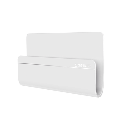 Soporte de Pared Adhesivo para Teléfono / Diseño de Montaje en Pared / Protección De Silicona Antideslizante / Anti Arañazos / Adhesivo 3M / Soporta Dispositivos 165*81*26.5 mm. / Caja De ABS / Color Blanco