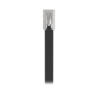 Cincho Pan-Steel™ de Acero Inoxidable 316  de 521mm largo x 4.6mm ancho  Color Negro  Exterior Resistente a Rayos UV  Paquete de 100pz