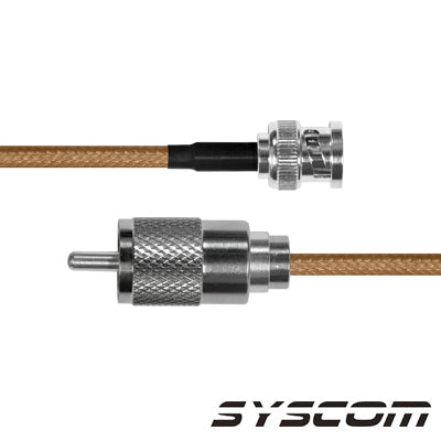 (1 pza) Jumper con cable RG142  conectores BNC Macho/UHF (PL-259) Macho.