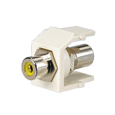 Conector RCA Keystone  con Conector de Paso RCA Amarillo  Módulo Blanco Mate