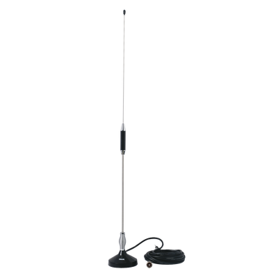 Antena Móvil para Rango de Frecuencia de Banda Civil (CB) 26.960 - 27.400 MHz.