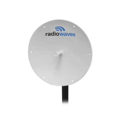 Antena Direccional  Dimensiones (3 ft)  Ganancia 33 dBi  5.25-5.85 GHz  2 Conectores N-hembra  Incluye montaje.