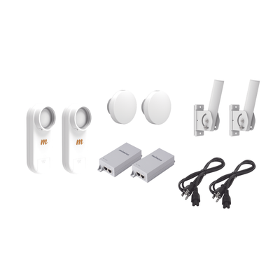 Kit de 2 radios C5X con 2 antenas de (12 dBi)  rango de frecuencia extendida (4.9 a 6.4 GHz)   incluye inyector POE  cable de alimentación y 2 FLEXIMOUNT-XL para alineación  distancia de hasta 3 km