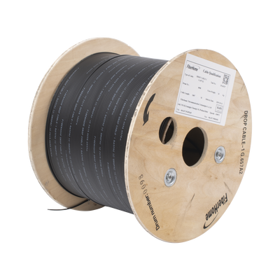 Carrete de 1 km de Fibra Óptica Drop  Interior/Exterior G.657A2 Monomodo de 1 hilo (unifibra)  Dieléctrica  Forro Negro