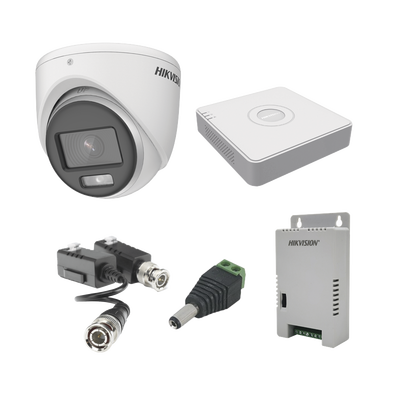 KIT COLORVU TURBOHD 1080pLite / DVR 4 Canales / 4 Cámaras Eyeball (exterior) / Transceptores / Conectores / Fuente de Poder Profesional