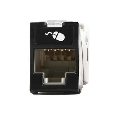 Jack UltraMAX Cat6A  UTP  Montaje híbrido en Placa de Pared (Plano y Angulado)  Color Negro  Punch Down