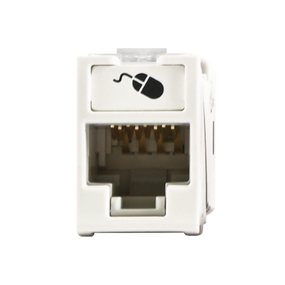Jack UltraMAX Cat6  UTP  Montaje híbrido en Placa de Pared (Plano y Angulado)  Color Blanco  Punch Down