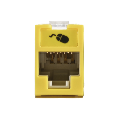 Jack UltraMAX Cat5e  UTP  Montaje híbrido en Placa de Pared (Plano y Angulado)  Color Amarillo  Punch Down